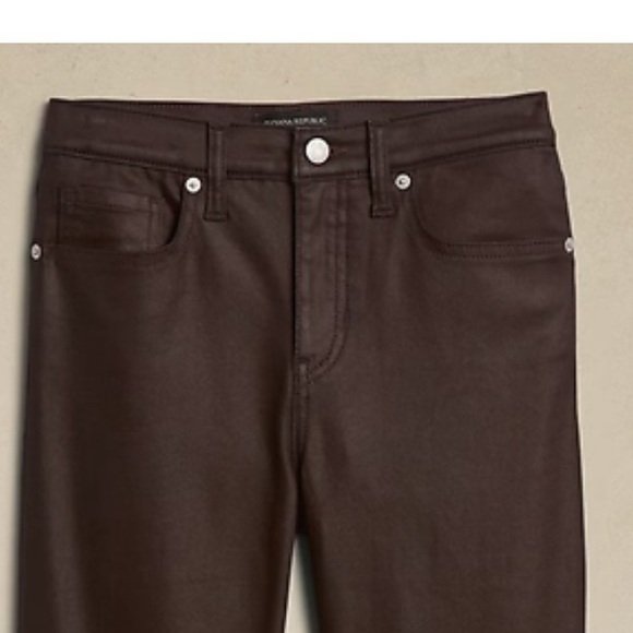 Banana Republic Factory Chocolate Brown High Rise Slim Coated Jeans NWOT Sz 28/6 - Picture 5 of 13